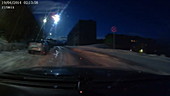 Bright meteor, Murmansk, dashcam footage