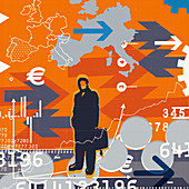 Business travel collage, illustration