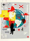 Business travel collage, illustration
