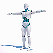 Android standing with arms outstretched, illustration