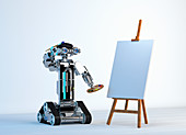 Robot artist painting, illustration