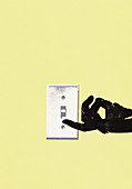 Hand turning on light switch, illustration