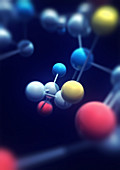 Close up of colourful molecule, illustration