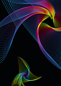 Swirling rainbow coloured lines, illustration