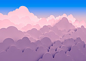 Stacked pink clouds, illustration