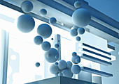 Floating blue spheres, illustration
