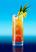 Tropical rum punch cocktail drink, illustration