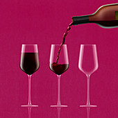 Red wine being poured, illustration