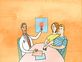 Doctor explaining fertility problem, illustration