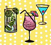 Variety of cocktails, illustration