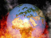 Earth in flames, illustration