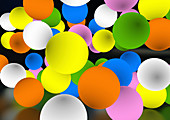 Glowing balls floating, illustration