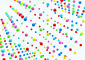 Close up grid arrangement of balls, illustration