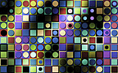 Abstract pattern of circles and squares, illustration