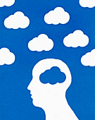 Man's head with cloud brain, illustration
