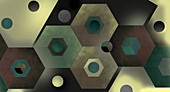 Abstract pattern of hexagons and circles, illustration
