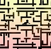 Baby crawling in maze, illustration