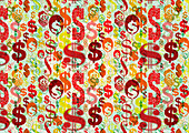 Abstract pattern of lots of dollar signs, illustration