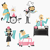 Composite image of different occupations, illustration