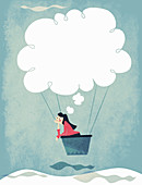 Woman daydreaming, illustration