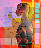 Molecules and pattern over man, illustration