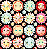 Full frame flower faces pattern, illustration