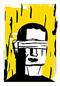 Blindfolded man, illustration