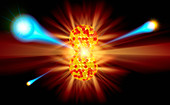 Atom splitting in nuclear fission, illustration