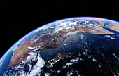 East Africa and the Indian Ocean from space, illustration