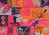 Image of global finance and economic data, illustration