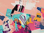 Planning and construction industry collage, illustration