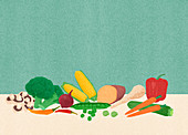 Assortment of fresh vegetables, illustration