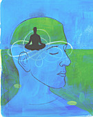 Serene man meditating, illustration