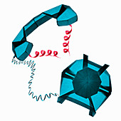 Origami corded phone with receiver, illustration