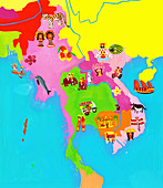 Map of Southeast Asia, illustration