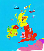 Map of British Isles, illustration