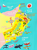 Map of Oman, illustration