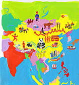 Map of Asia, illustration