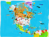 Map of culture and wildlife, illustration