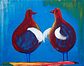 Two birds chatting together, illustration