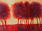 Back lit red trees, illustration