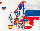 Flag map of Europe, illustration