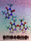 Molecules and connections with people, illustration