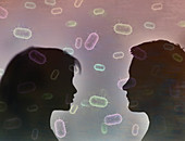 Bacteria between couple, illustration
