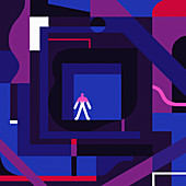 Man lost in abstract maze, illustration