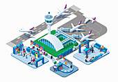 Airport terminal, illustration