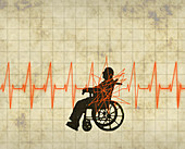 Elderly man with heart problem, illustration