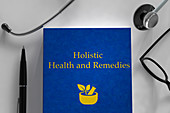 Medical book about holistic medicine, illustration