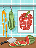 Vegetarianism, conceptual illustration