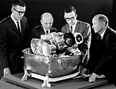 Lunar Orbiter 1 engineers and camera system, 1960s